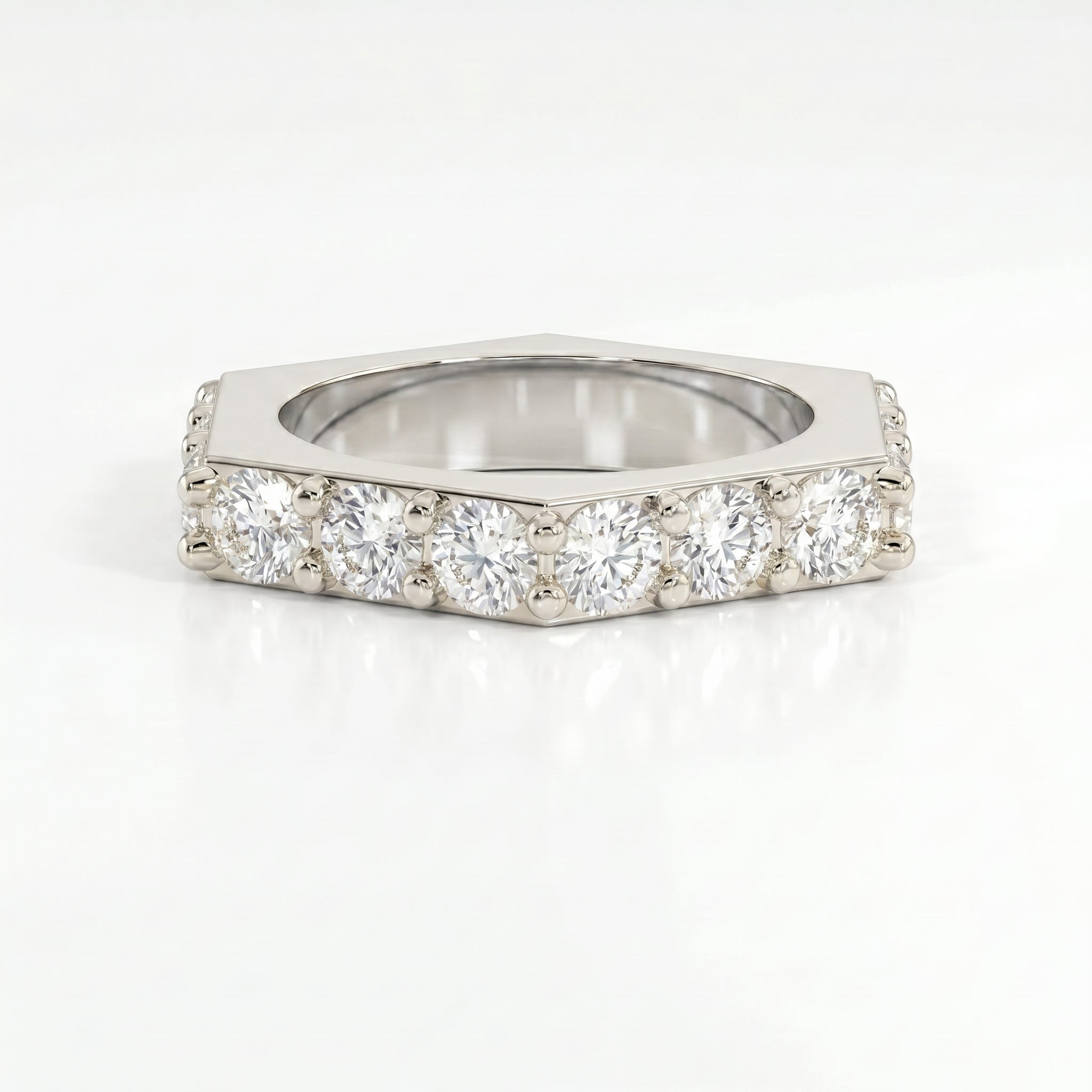 Forever Edge Unique Geometric Round Diamond  Band