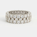 Wide Multi Row Round Brilliant Cut Diamond Band