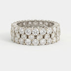 Wide Multi Row Round Brilliant Cut Diamond Band