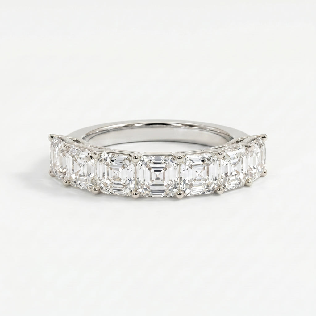 Luxury Ascher Cut Half Diamond Band