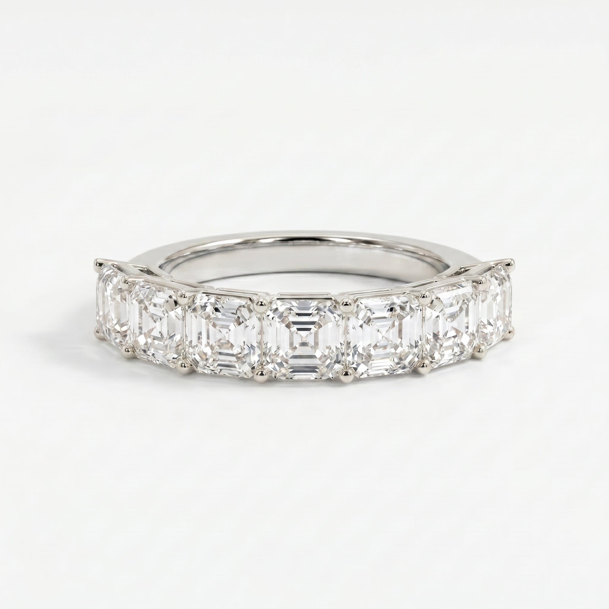 Luxury Ascher Cut Half Diamond Band