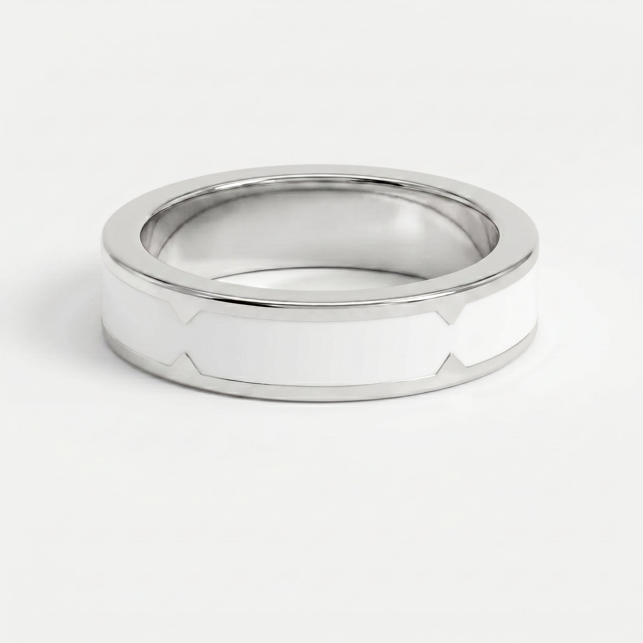 Natural Impression Wedding Band Made Of White Enamel