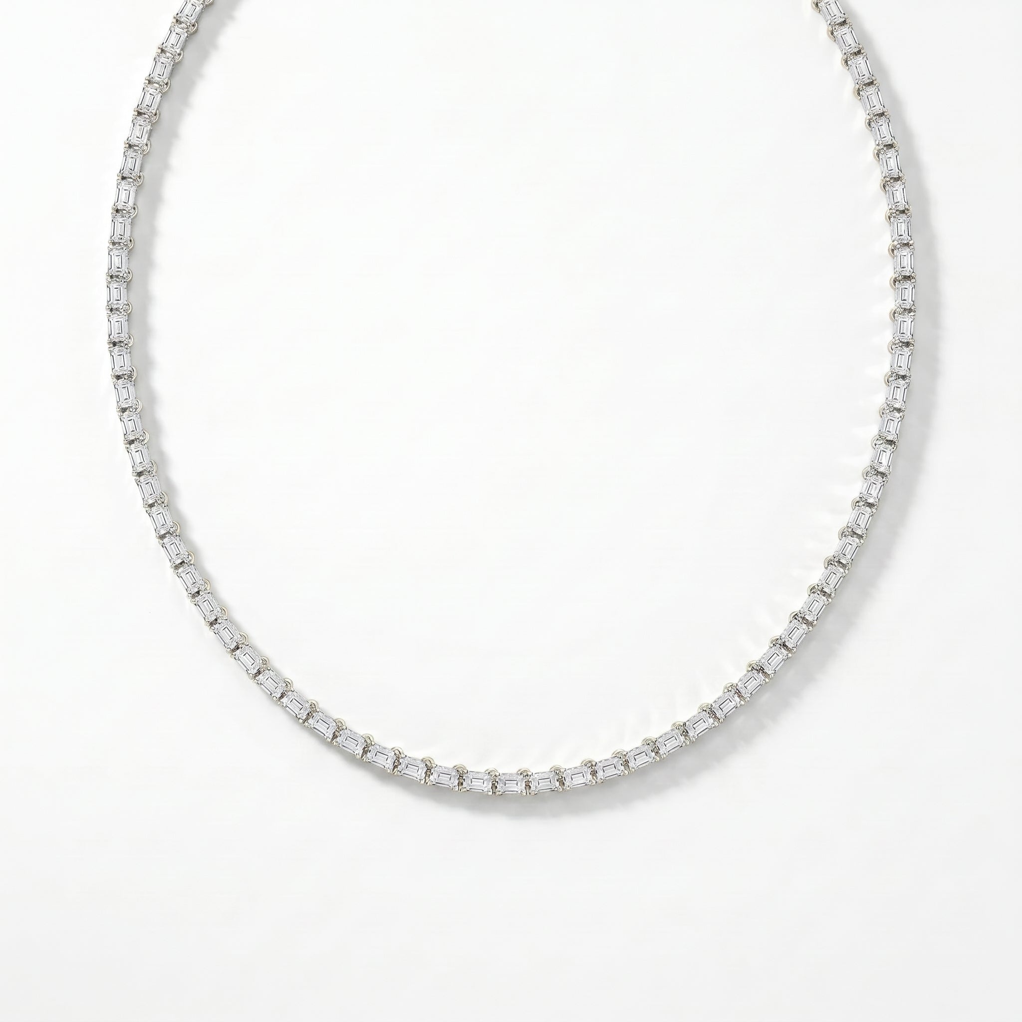 Elevate Elegance Emerald Cut Diamond Tennis Necklace