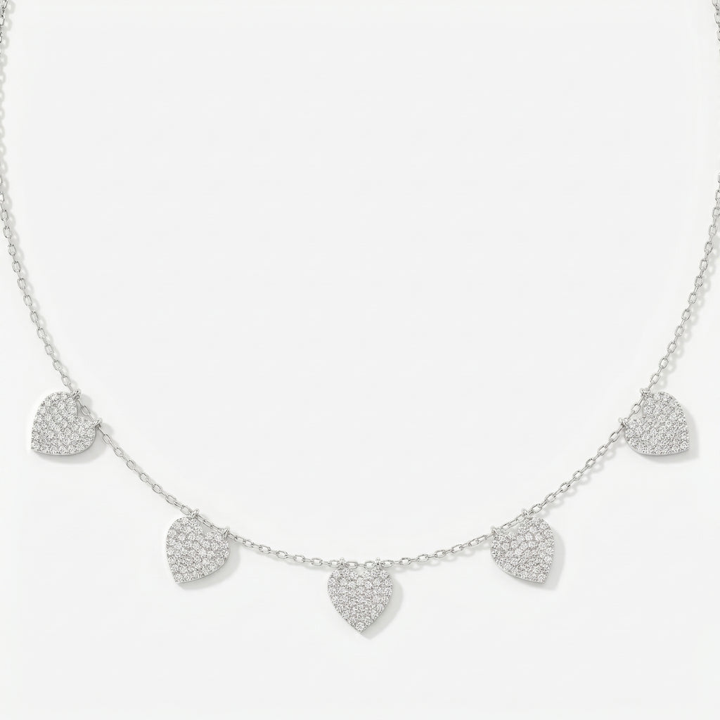 Five Hearts Dazzle Fashion Necklace