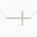 Side Way Cross Round Diamond Necklace
