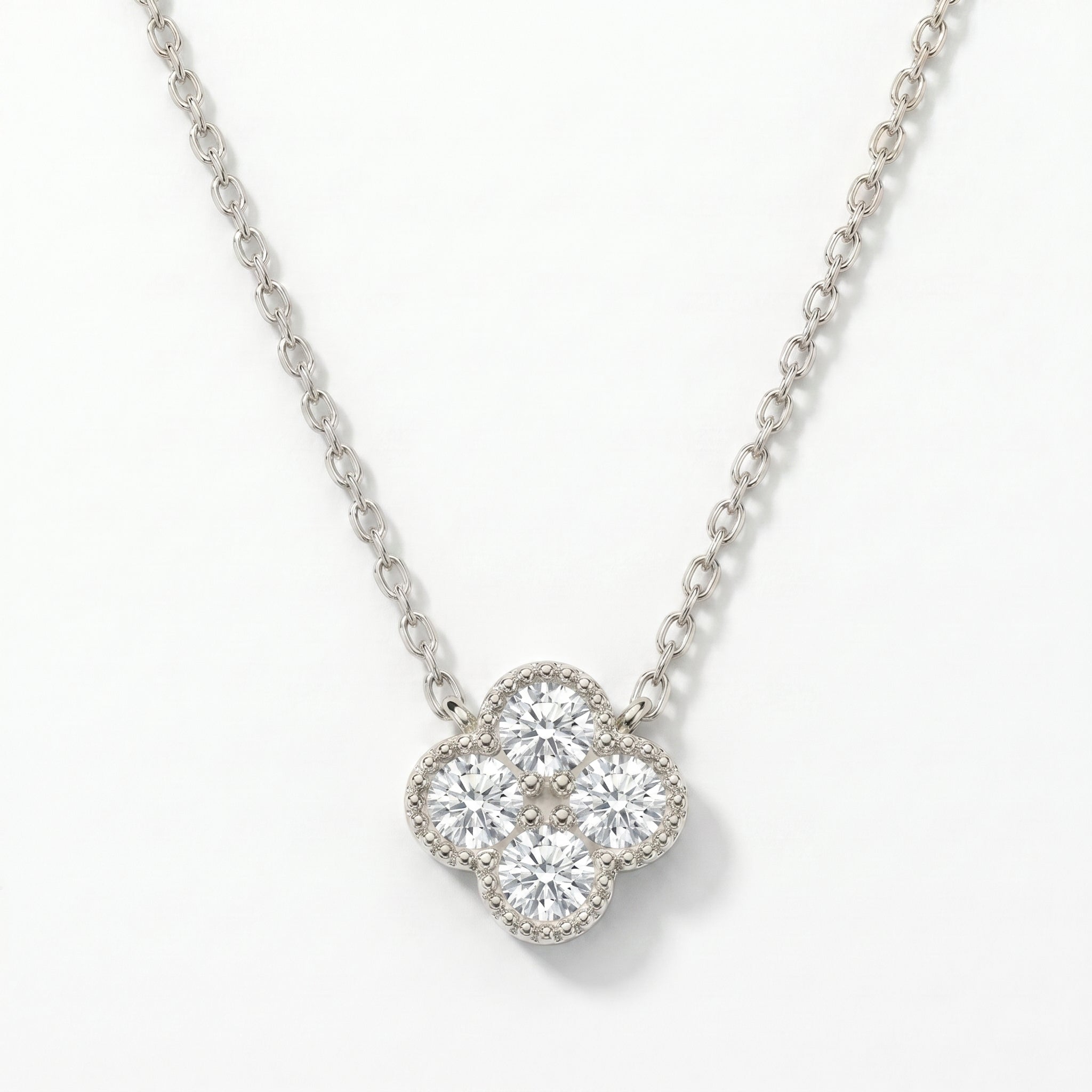 Four Round Brilliant Diamond Clover Design Heritage Necklace