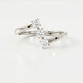 Modern Split Shank Three Stone Round Diamond Curved Ring
