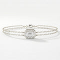 Emerald Diamond Halo Chain Bracelet