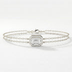 Emerald Diamond Halo Chain Bracelet