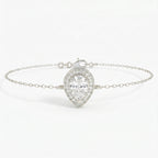 Pear Shape Diamond Halo Teardrop Design Chain Bracelet