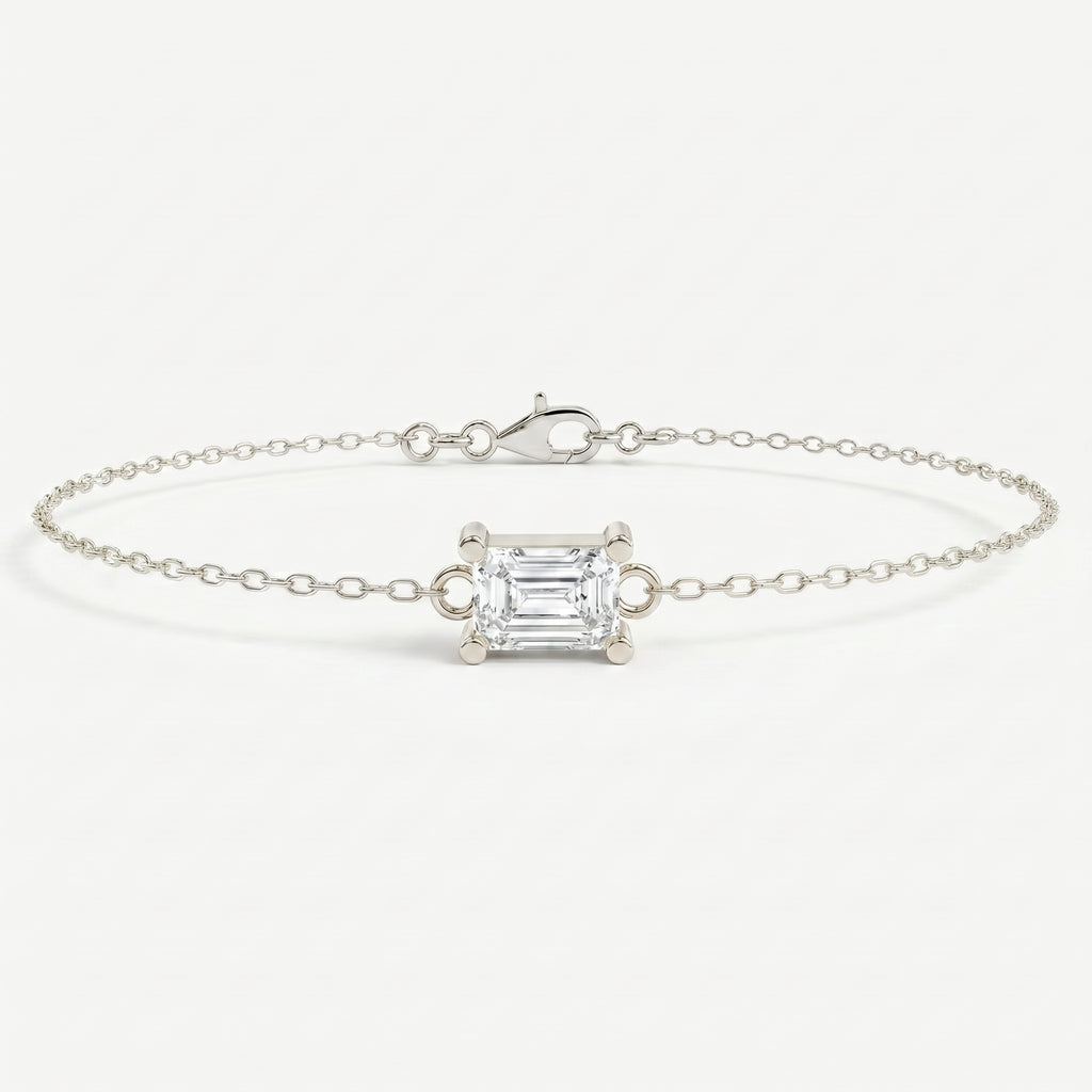 Luminous Emerald Diamond Link Chain Bracelet