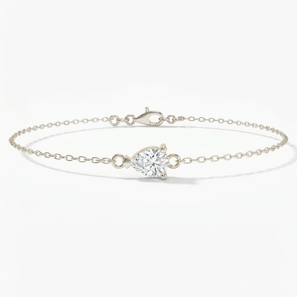 Pear Diamond Solitaire Chain Bracelet