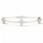 Verdant Bloom Clover Round Diamond Chain Bracelet