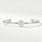 Floral Diamond Cluster Open Cuff Bracelet