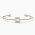 Luxury Cuff Bracelet with Square Halo Princess Centerpiece