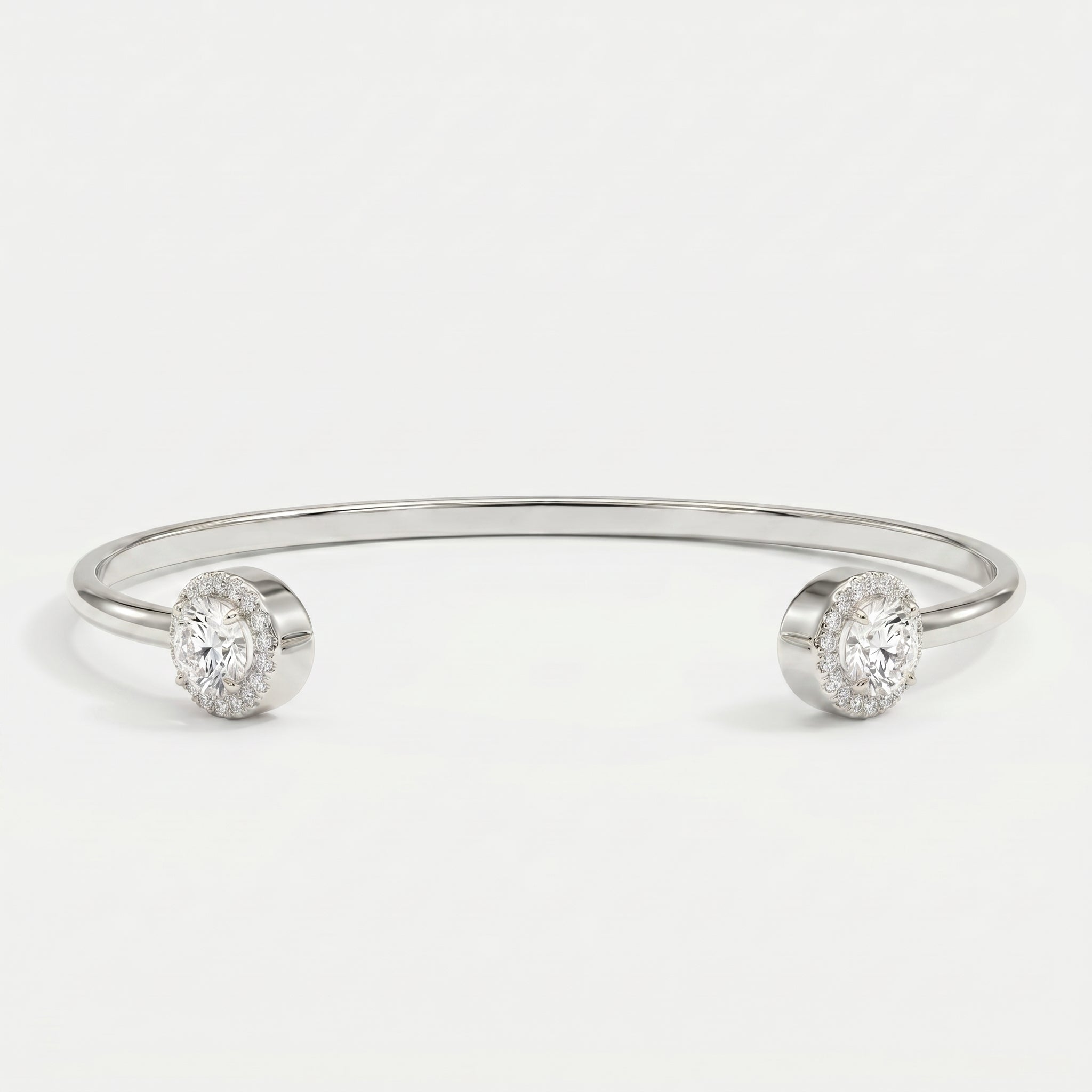 Elegant Open Cuff Bracelet with Round Halo Diamond