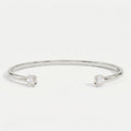  Minimalist Open Cuff Bracelet with Solitaire Oval Diamond