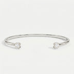  Minimalist Open Cuff Bracelet with Solitaire Oval Diamond