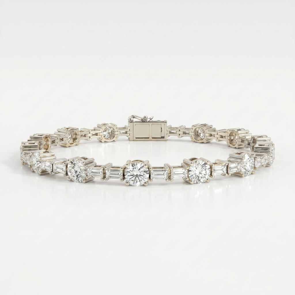 Baguette & Round Diamond Tennis Bracelet