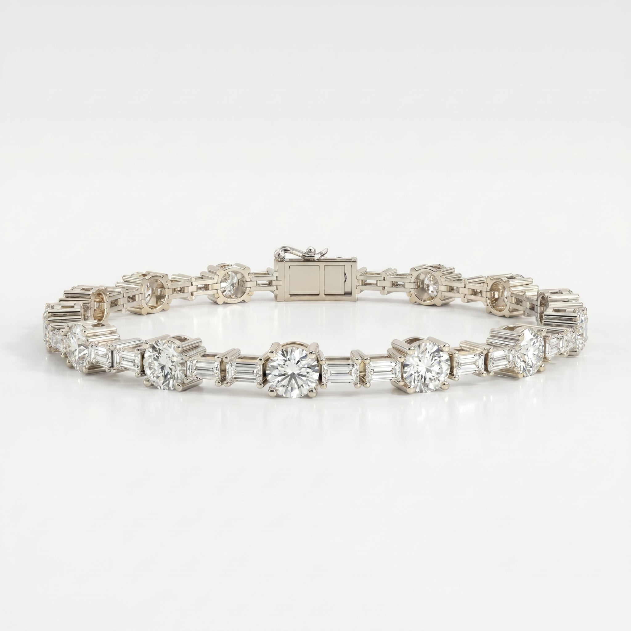 Baguette & Round Diamond Tennis Bracelet