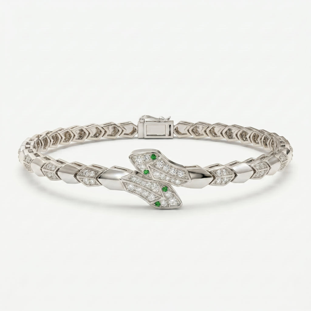 Premium Snake Shape Round Diamond Fashion Bracelet