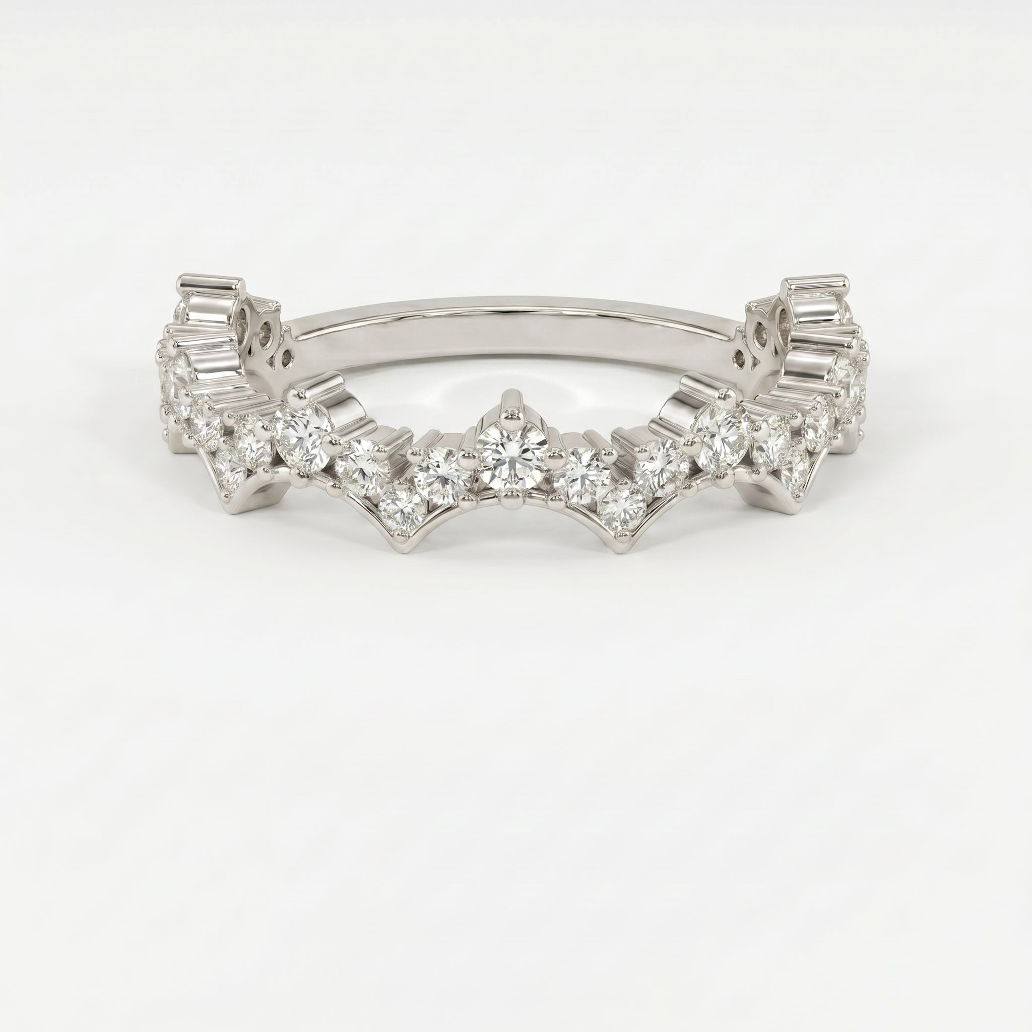 Round Diamond Curved Design Band