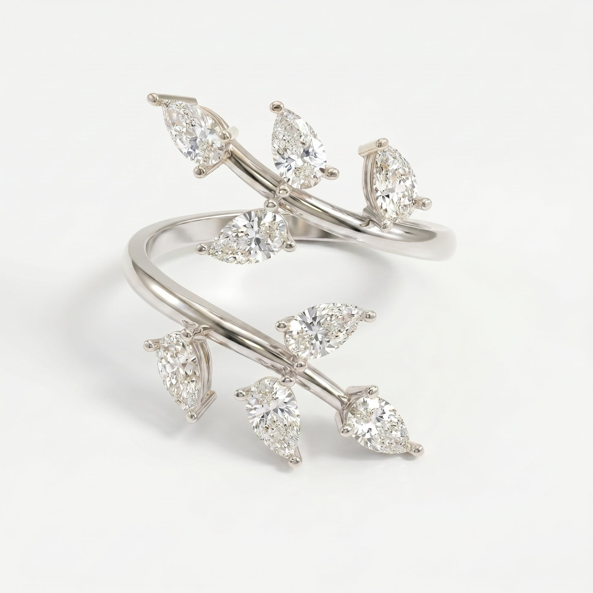 Pear Diamond Curved Design Band