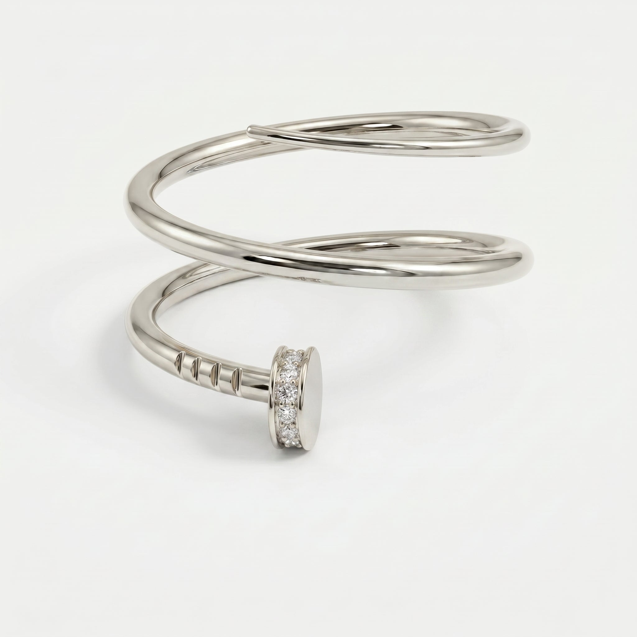 Nail Cuff Design Round Diamond Curved Ring