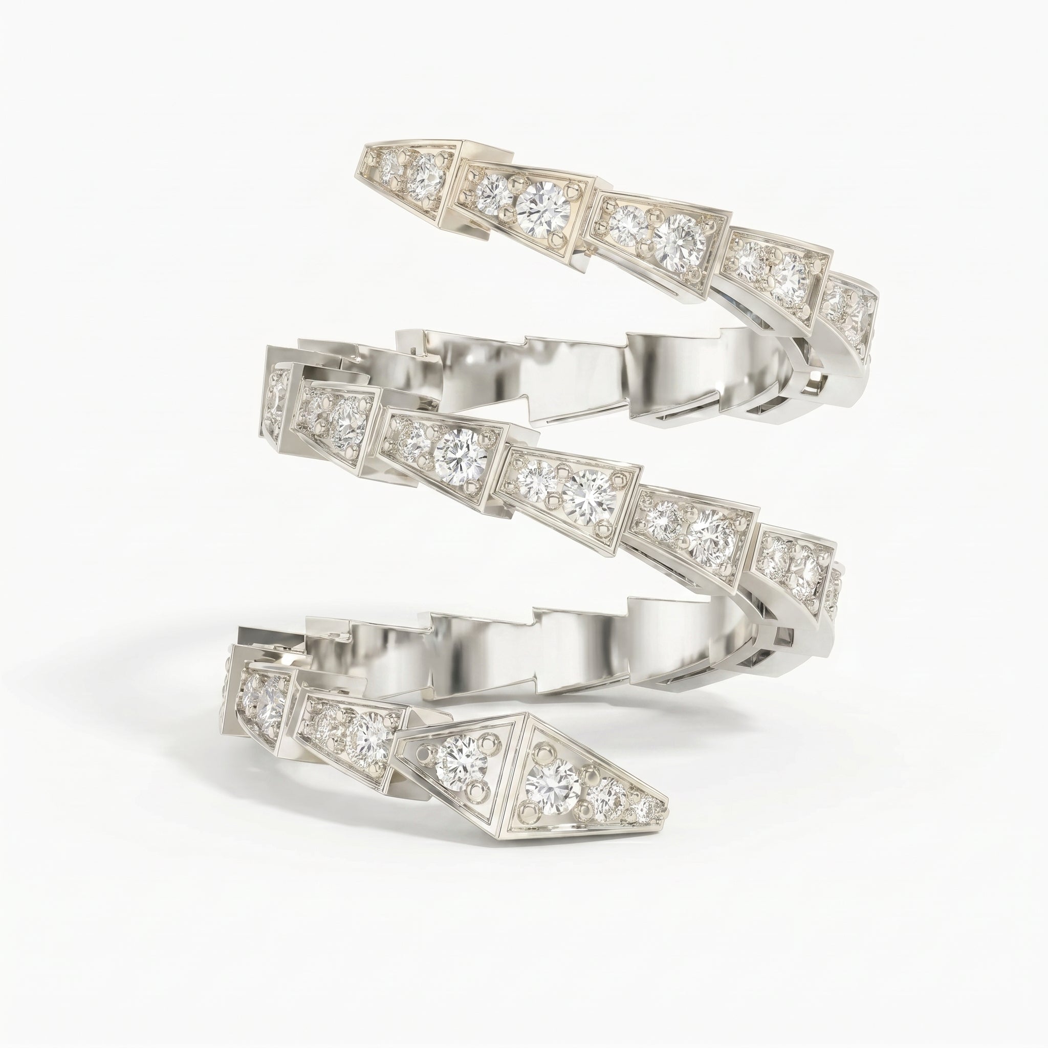 Diamond Studded Serpenti Viper Finger Curved Ring ( 1.40 - 1.60 ct. )