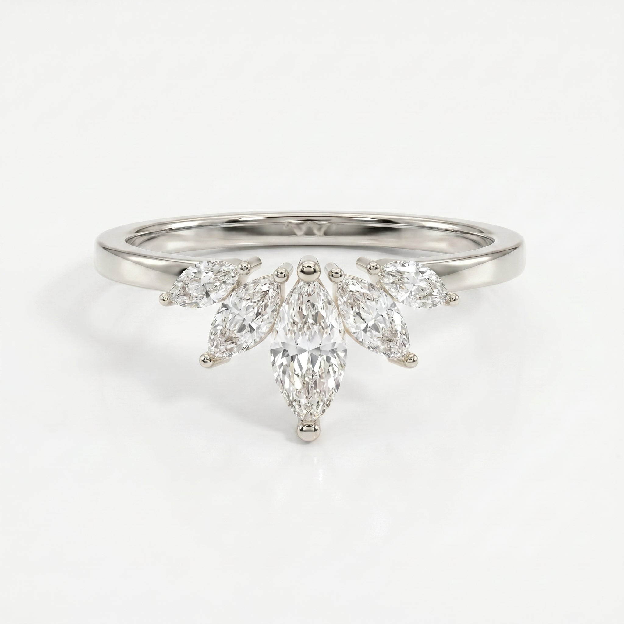 Marquise Diamond Curve Design Wedding Band