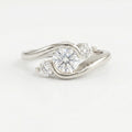 Modern Three-Stone Diamond Bypass Unique Swirl Design