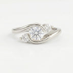 Modern Three-Stone Diamond Bypass Unique Swirl Design