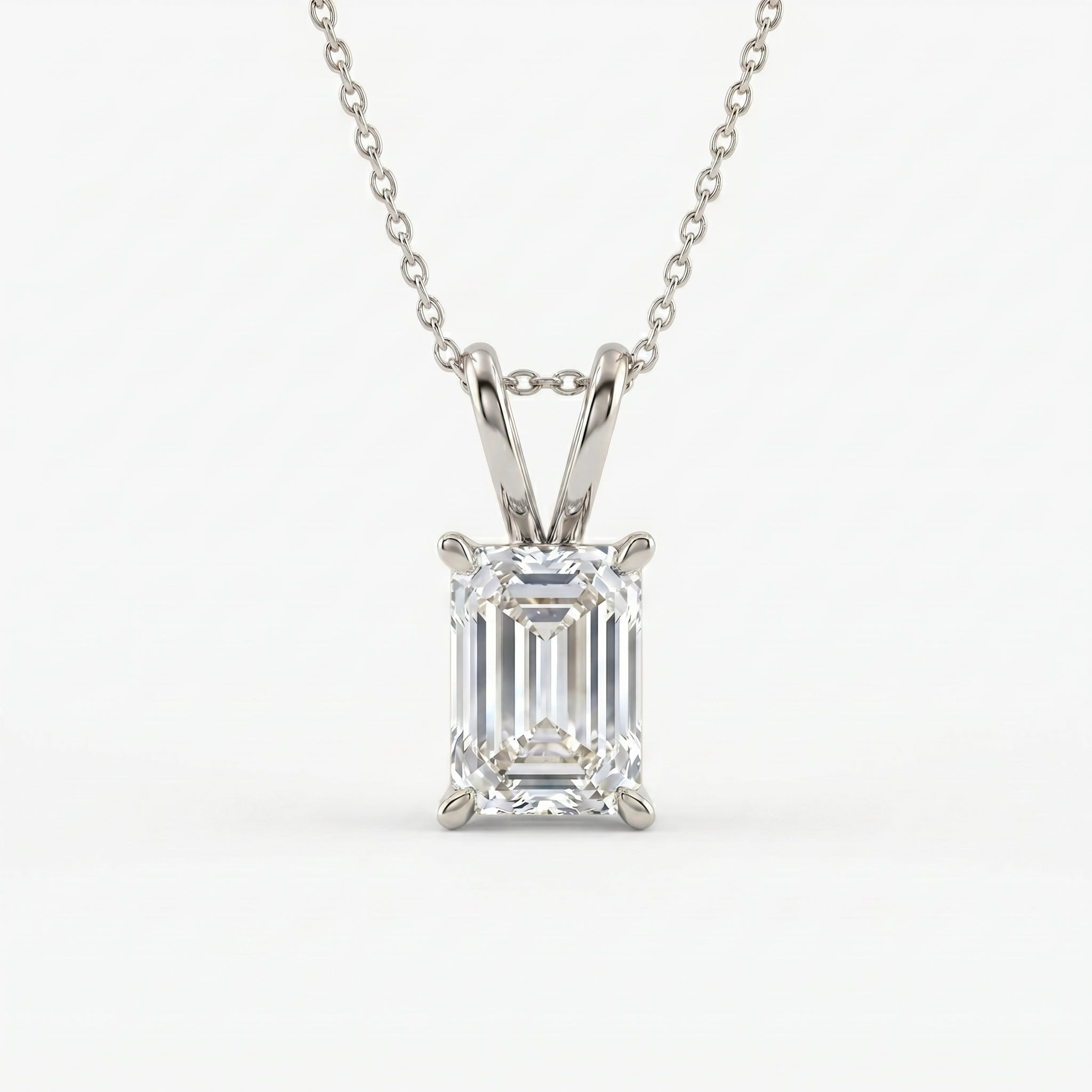 Emerald Cut Diamond Pendant Necklace