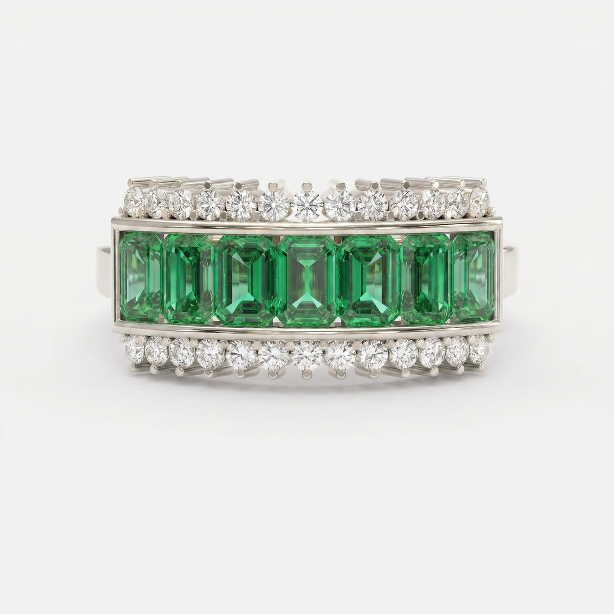 Emerald Cut Green Diamond Statement Ring