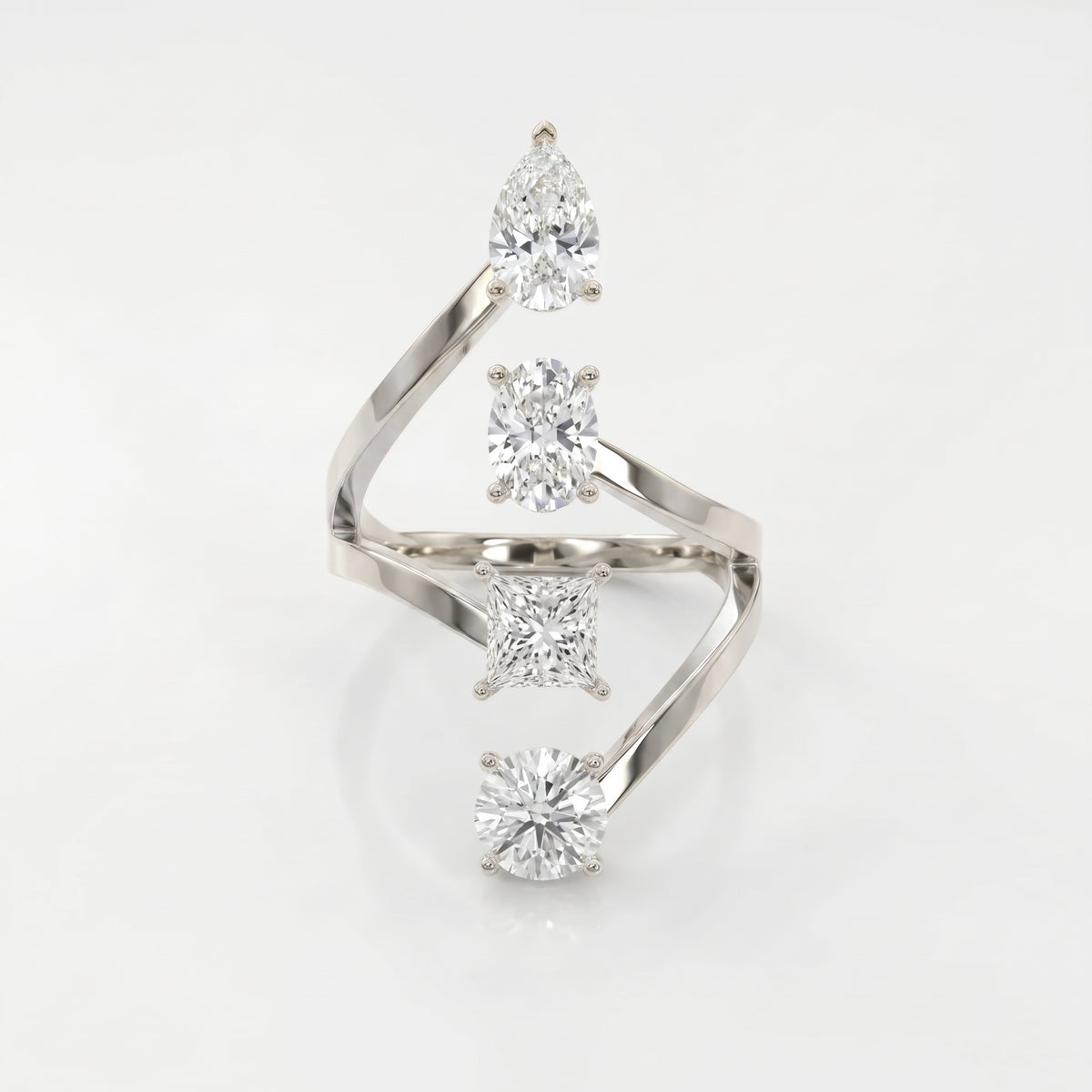 Forward Stackable 4 Stone Design Fashion ring