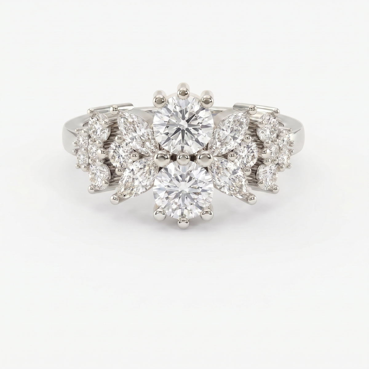 Luxury Statement Floral Diamond Design Fashion Ring