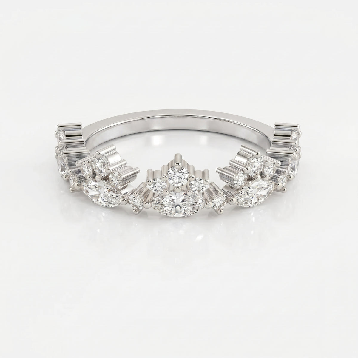 Marquise & Round Diamond Stackable Design Fashion Ring