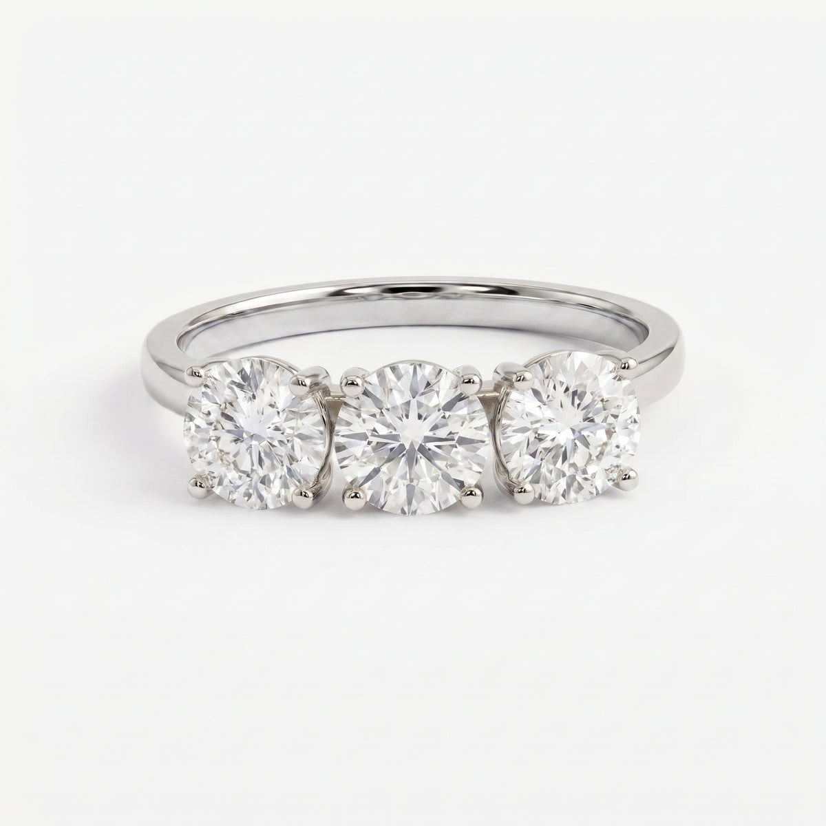 Three-Stone Round Brilliant-Cut Diamond Fashion Ring