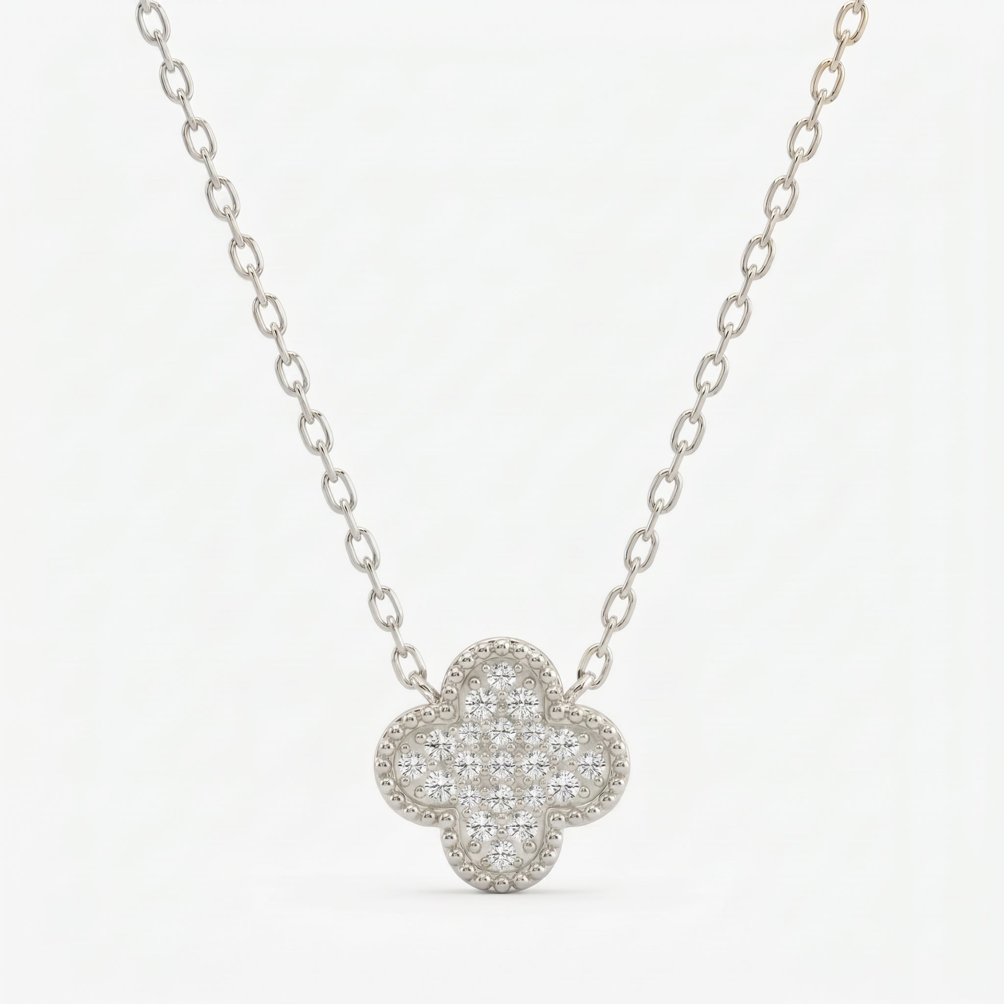 Clover Round Diamond Heritage Design Necklace 