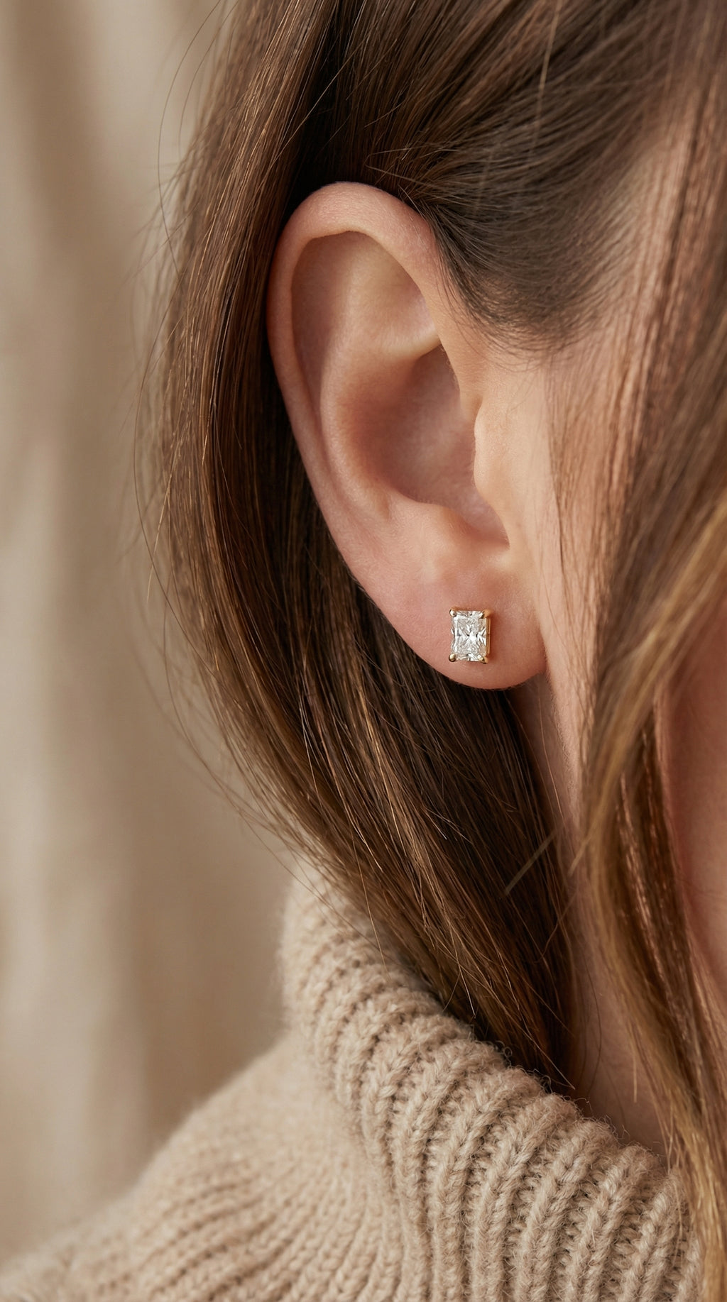 Radiant 4-Prong Lab-Grown Diamond Stud Earrings
