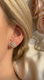 Round Diamond Halo Stud Earring
