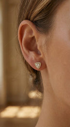 Trilliant Cut Diamond Halo Stud Earring