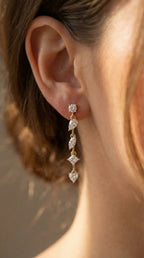 Multi Shape Diamond Drop Earring