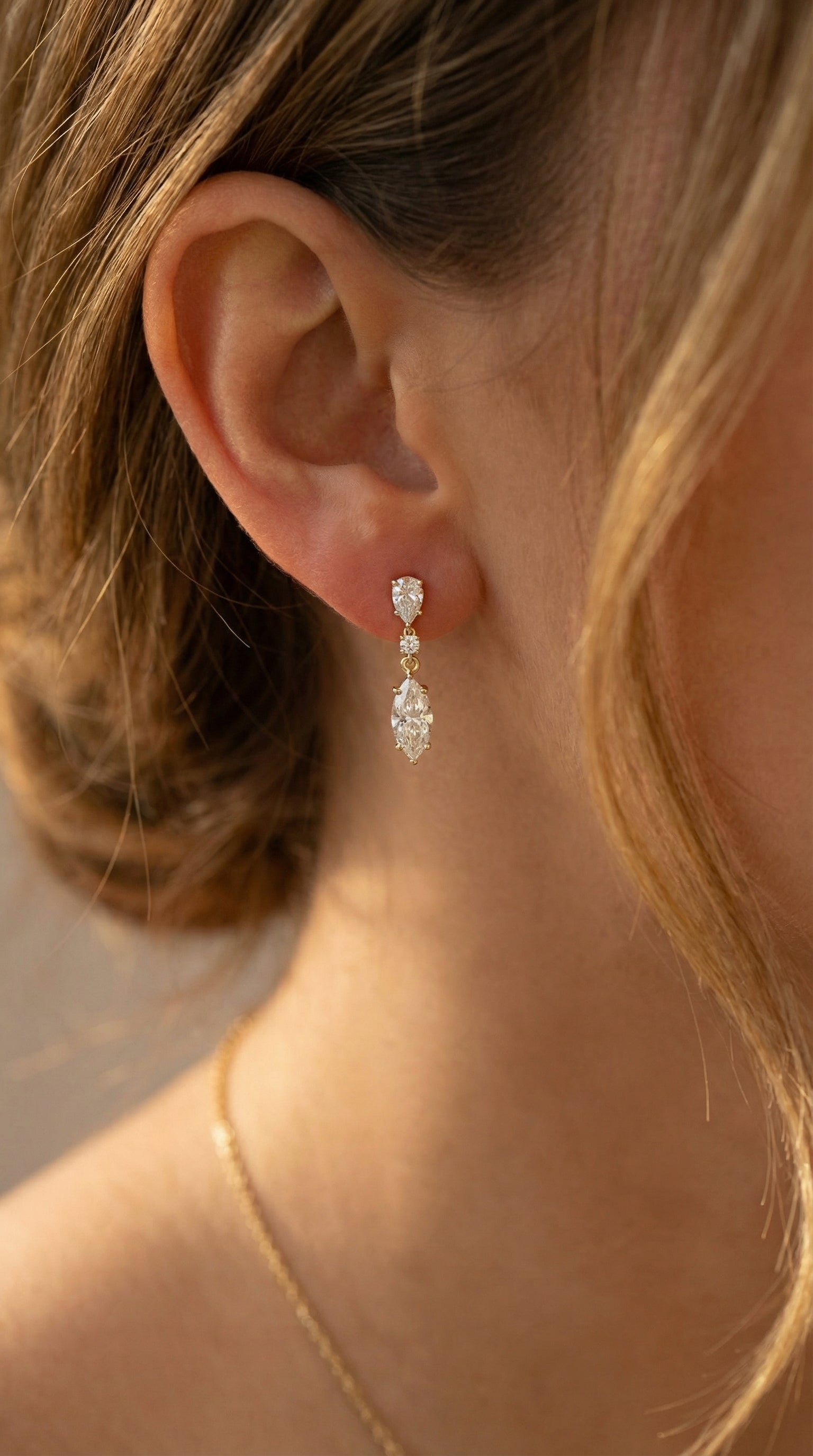 Triple Cut Drop Dangle Design Earring