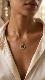Elegant Round Diamond Floral Pendant Necklace