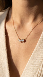 Elegant Three Stone Diamond Pendant Necklace