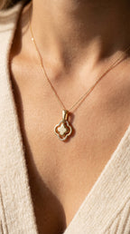 Round Diamond Elegant Clover Bloom Pendant Necklace