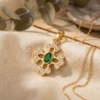 Elegant Round Diamond Floral Pendant Necklace