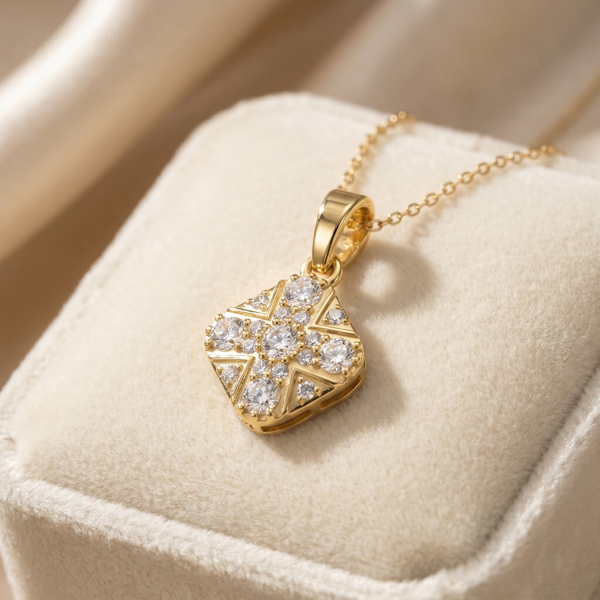 Vintage Style Diamond Cross Pendant Necklace
