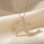 Round Diamond Celestial Starfish Design Pendant